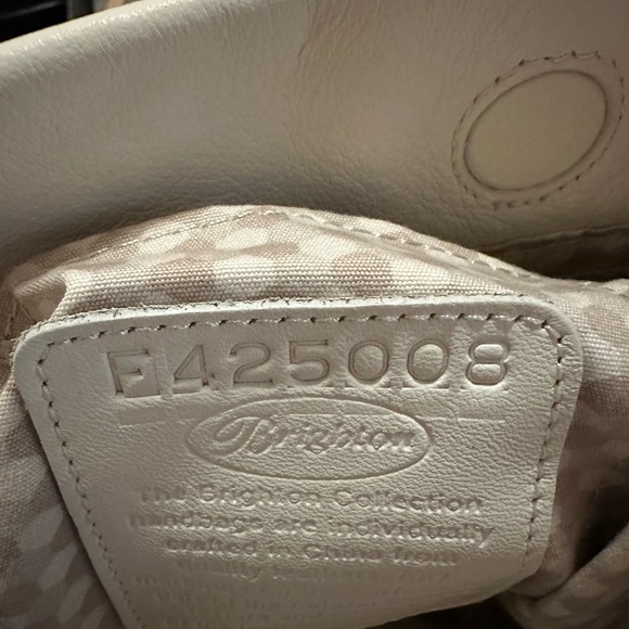 Vintage Brighton bling design white leather bag w/strap. Like new. 11" by 10" - Picture 6 of 6